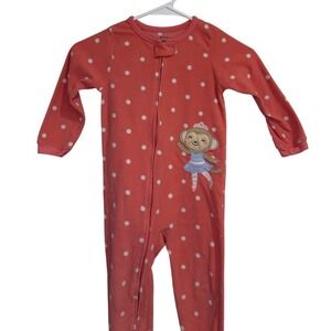 Carter's Footed Pajamas PJs Pink Girls Monkey One Piece Polka Dot - Size 4T